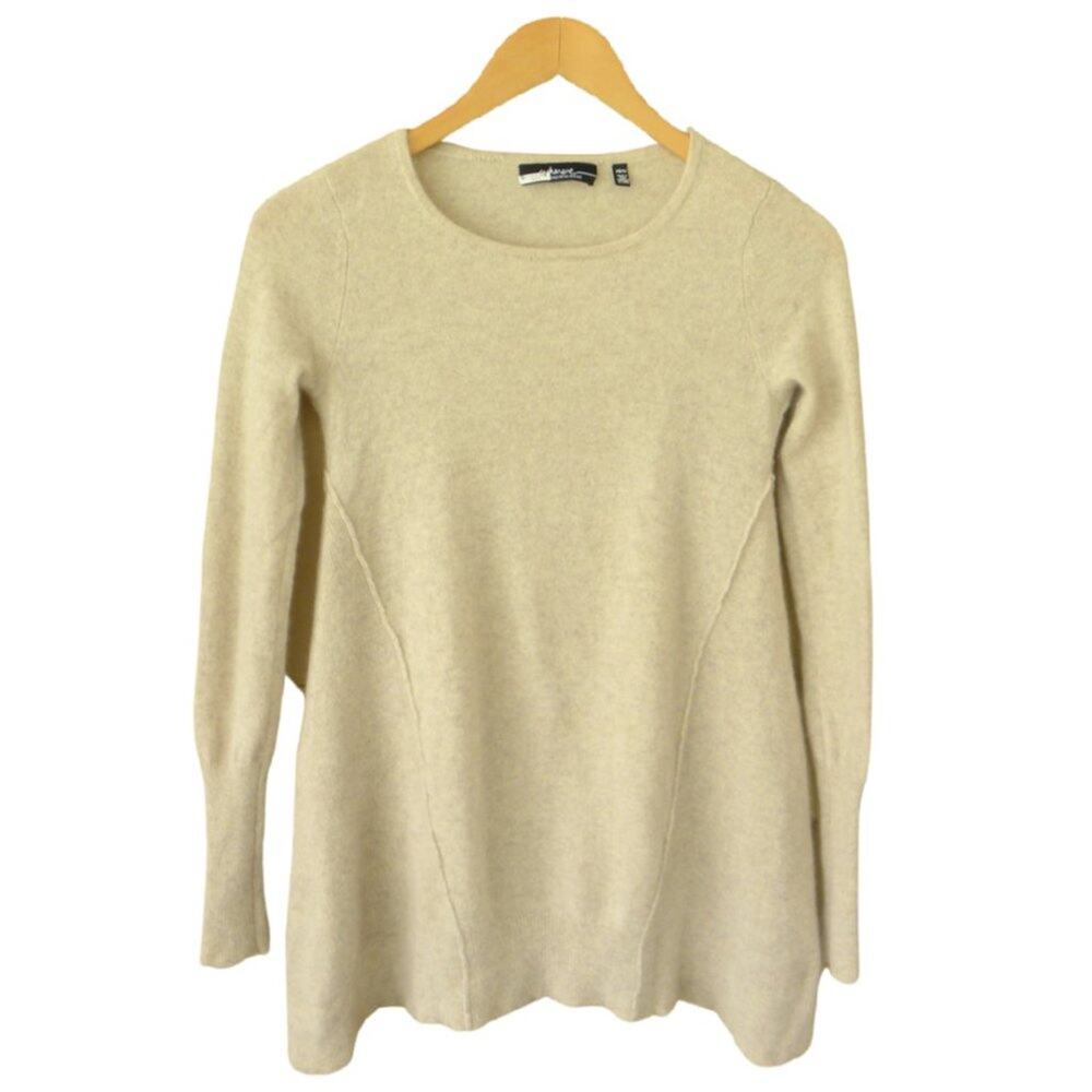 Saks Fifth Avenue 100% Cashmere Crewneck Sweater Tan Beige Neutral